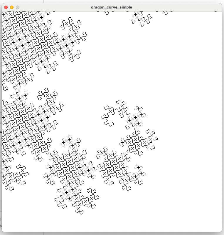 A picture of the resulting dragon curve, which is very wavey