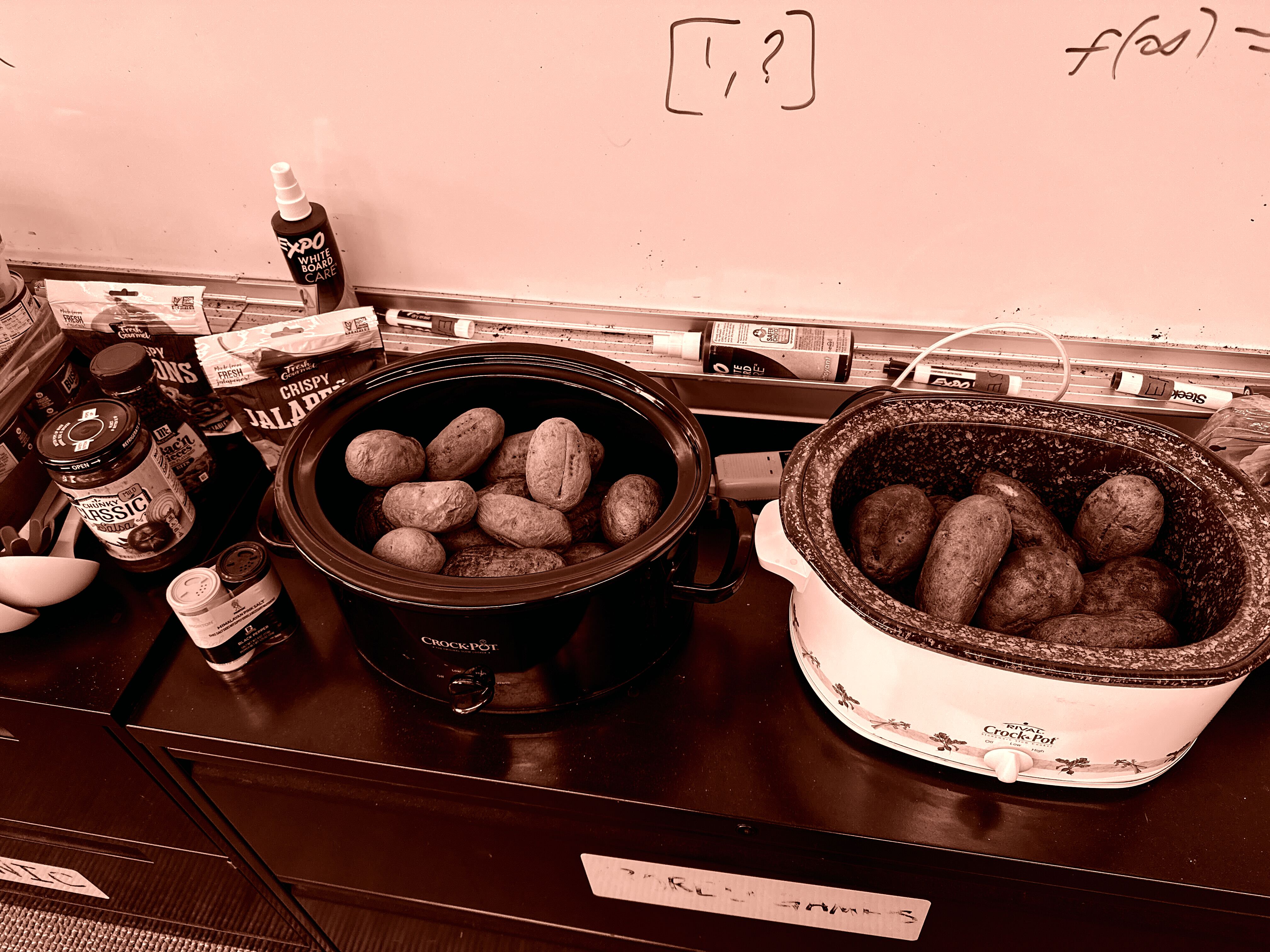 Crock pots of potatoes