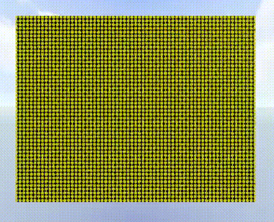 Similar to the animation directly above, but now as the golf ball flies, the last few frames of its previous path are frozen, so that more of the path is being visualized at once.