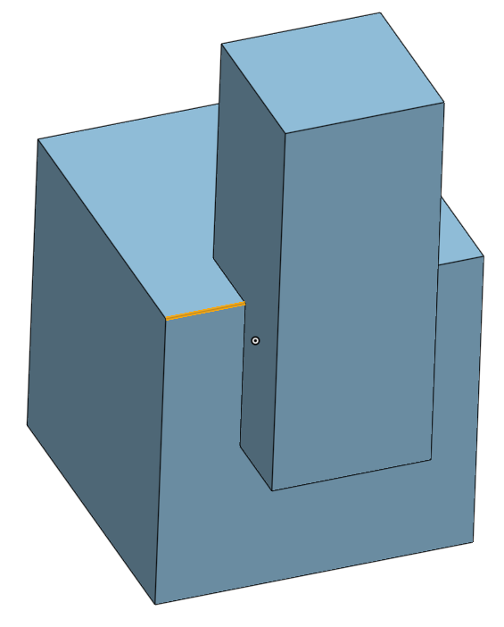 A boxy shape with an edge highlighted in gold